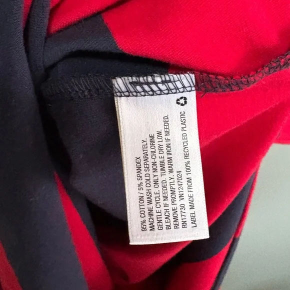 a new day Red Navy Blue Striped Sleeveless Cotton Midi Dress Side Slit Size LG - Picture 4 of 6